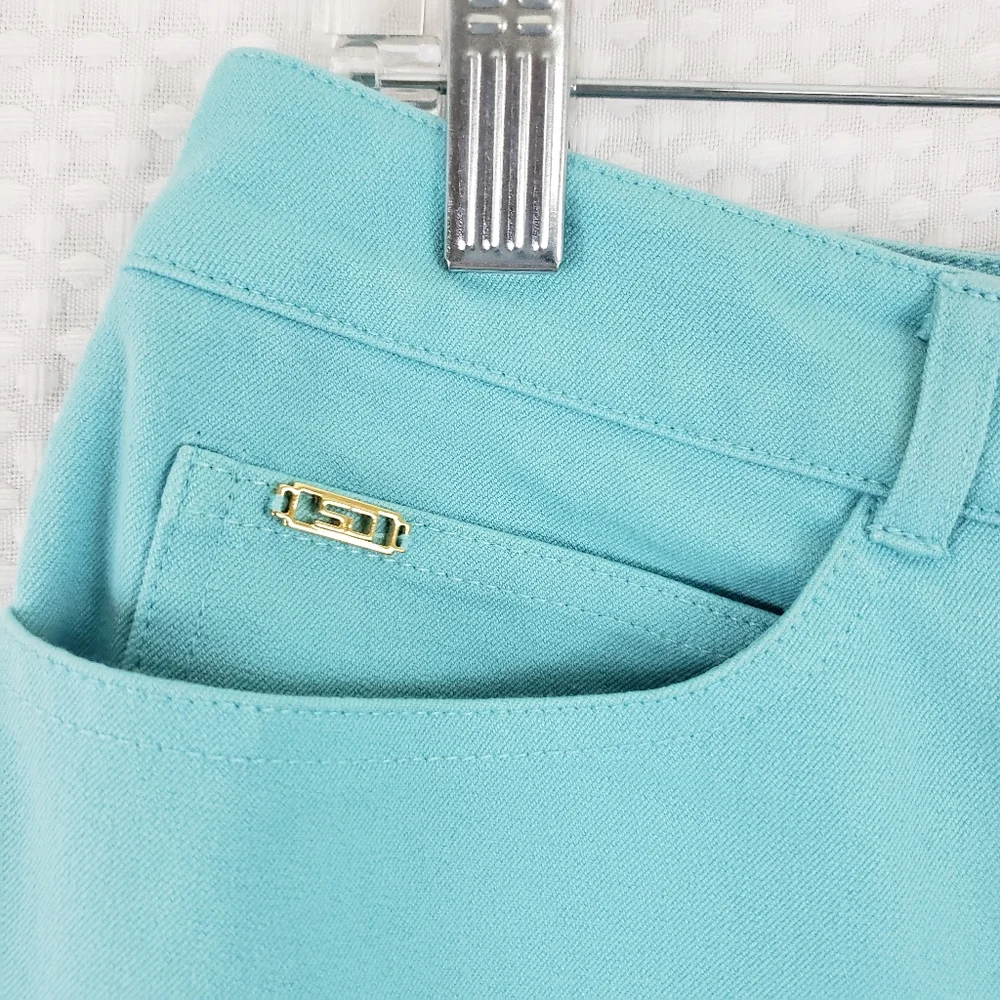 St John Sport by Marie Gray Crop Jeans Aqua Blue size 10 Stretch